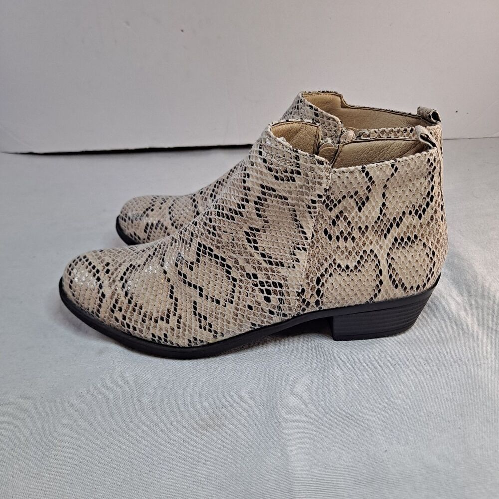 Anneliese Tulsa Booties Womens Sz 9M Snakeskin Print Tan Fabric